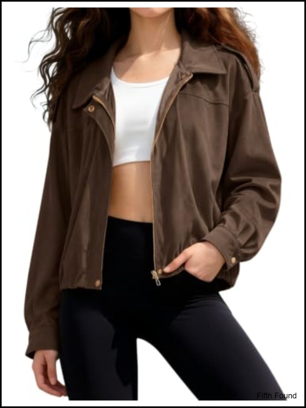 Girls Faux Suede Bomber Jacket Cropped Zip Up Fall Coat